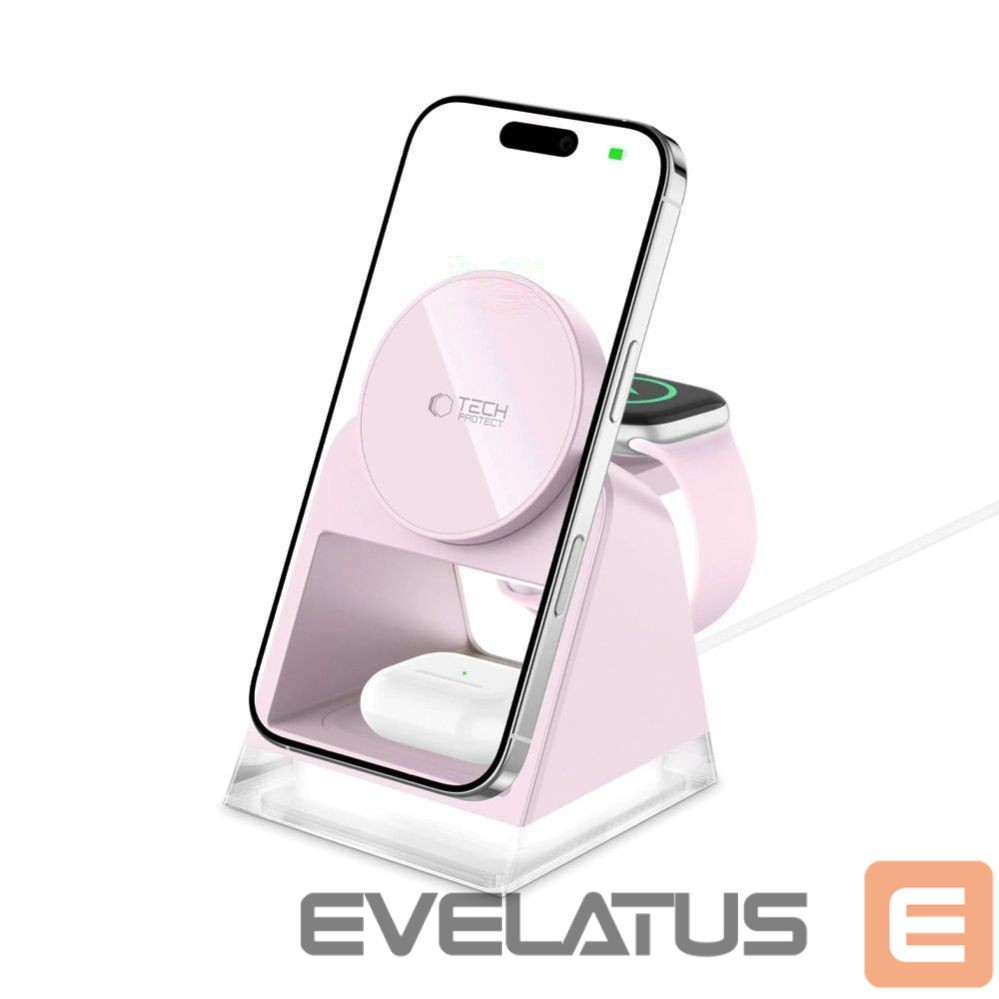 Citas preces Tech-Protect Tech-Protect QI15W-A43 3in1 MagSafe Inductive Charger - Pink