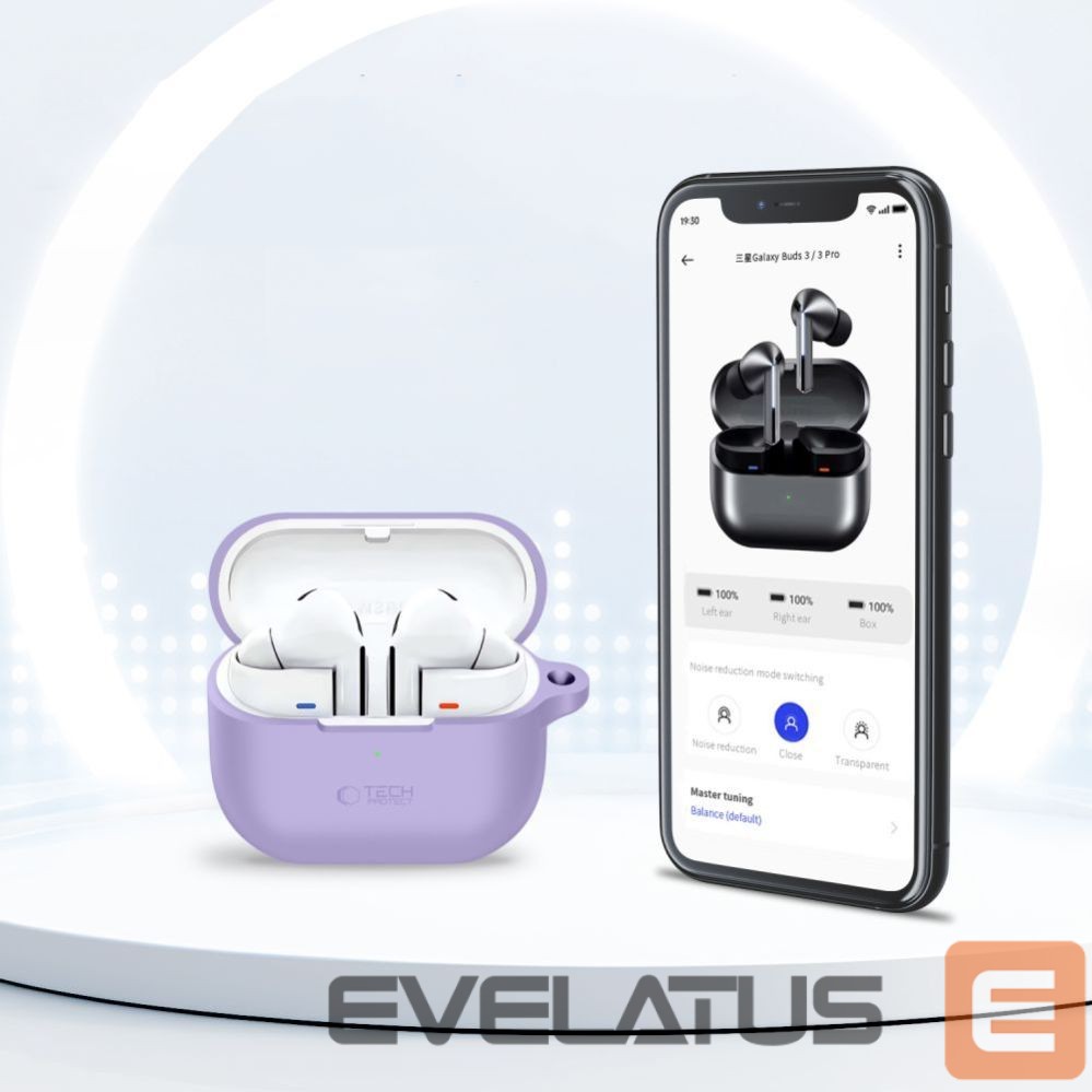 Citas preces Tech-Protect Tech-Protect Silicone Hook Case for Samsung Galaxy Buds 3 / 3 FE / 3 Pro - Purple