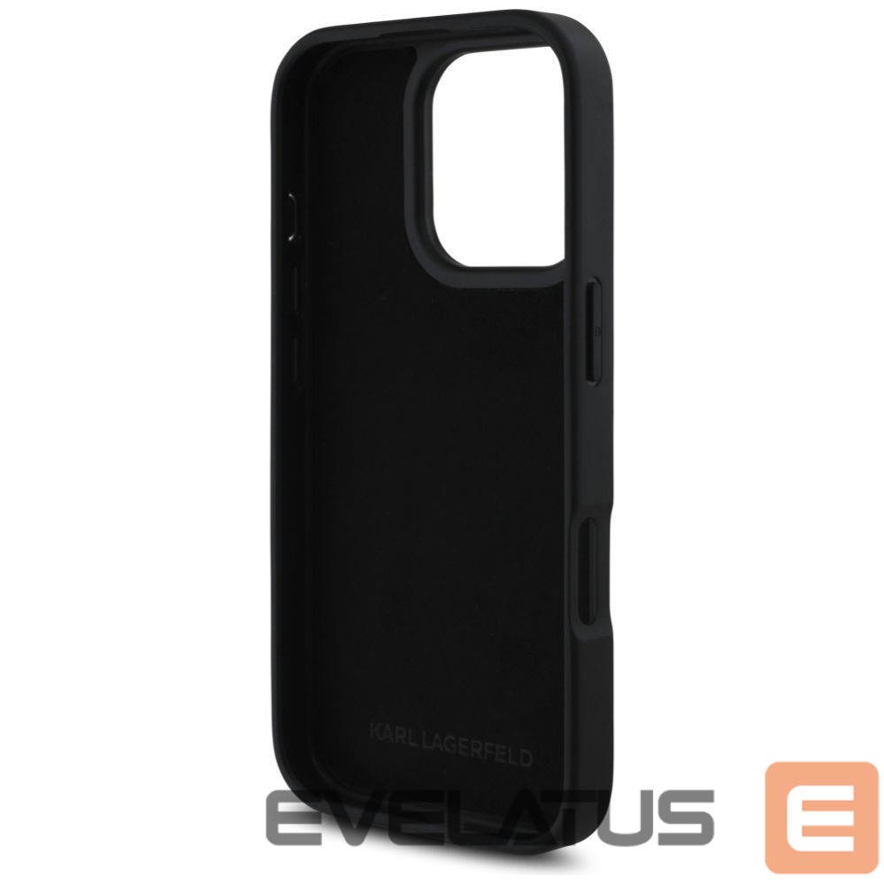 Citas preces Karl Lagerfeld Karl Lagerfeld HC Grained PU Cardslot Metal Elong Case for iPhone 16 Pro Max - Black