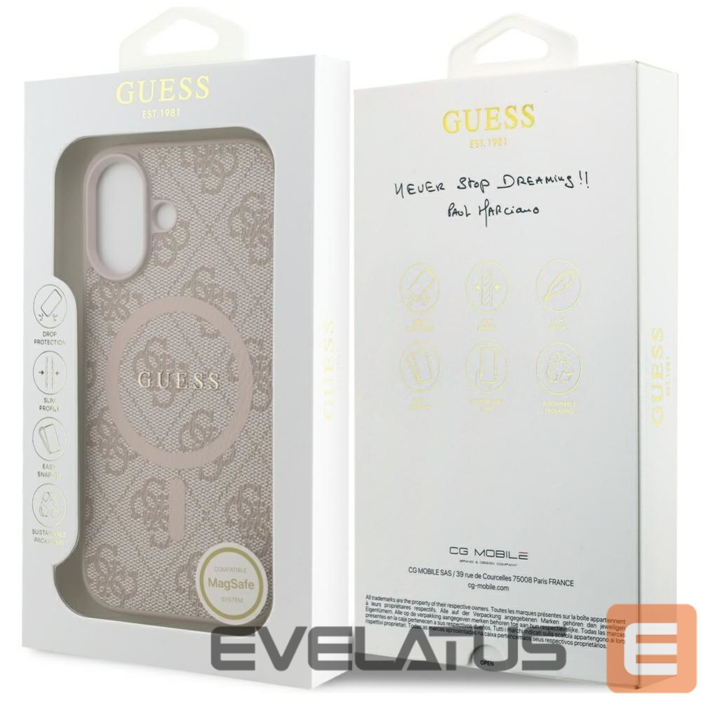 Citas preces Guess Guess 4G Ring Classic Logo MagSafe Case for iPhone 17 - Pink