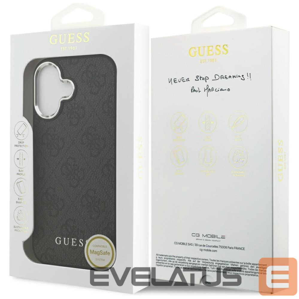 Citas preces Guess Guess 4G Classic Logo MagSafe case for iPhone 17 - brown Black