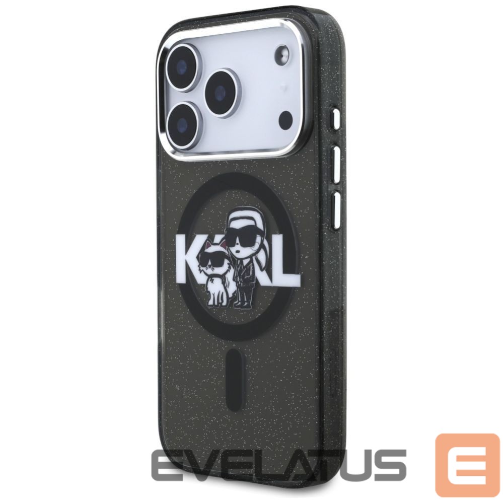 Citas preces Karl Lagerfeld Karl Lagerfeld IML Glitter Karl & Choupette Sketch Logo MagSafe Case for iPhone 17 Pro - Black