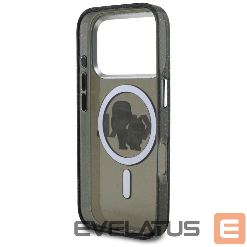 Citas preces Karl Lagerfeld Karl Lagerfeld IML Glitter Karl & Choupette Sketch Logo MagSafe Case for iPhone 17 Pro - Black