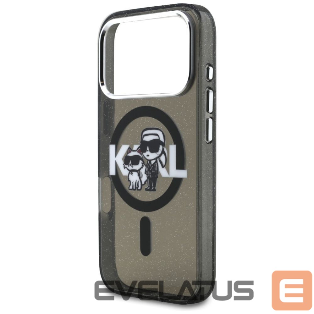 Citas preces Karl Lagerfeld Karl Lagerfeld IML Glitter Karl & Choupette Sketch Logo MagSafe Case for iPhone 17 Pro - Black