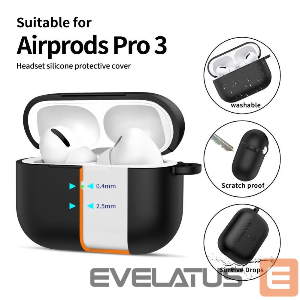 Citas preces Tech-Protect Tech-Protect Silicone Hook Case for AirPods Pro 3 - Black