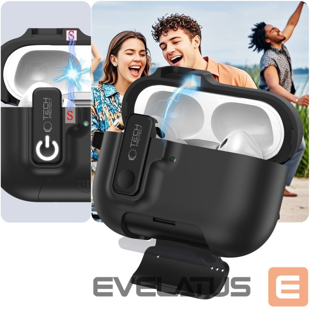 Citas preces Tech-Protect Tech-Protect Slim Hook Case for AirPods Pro 3 - Black