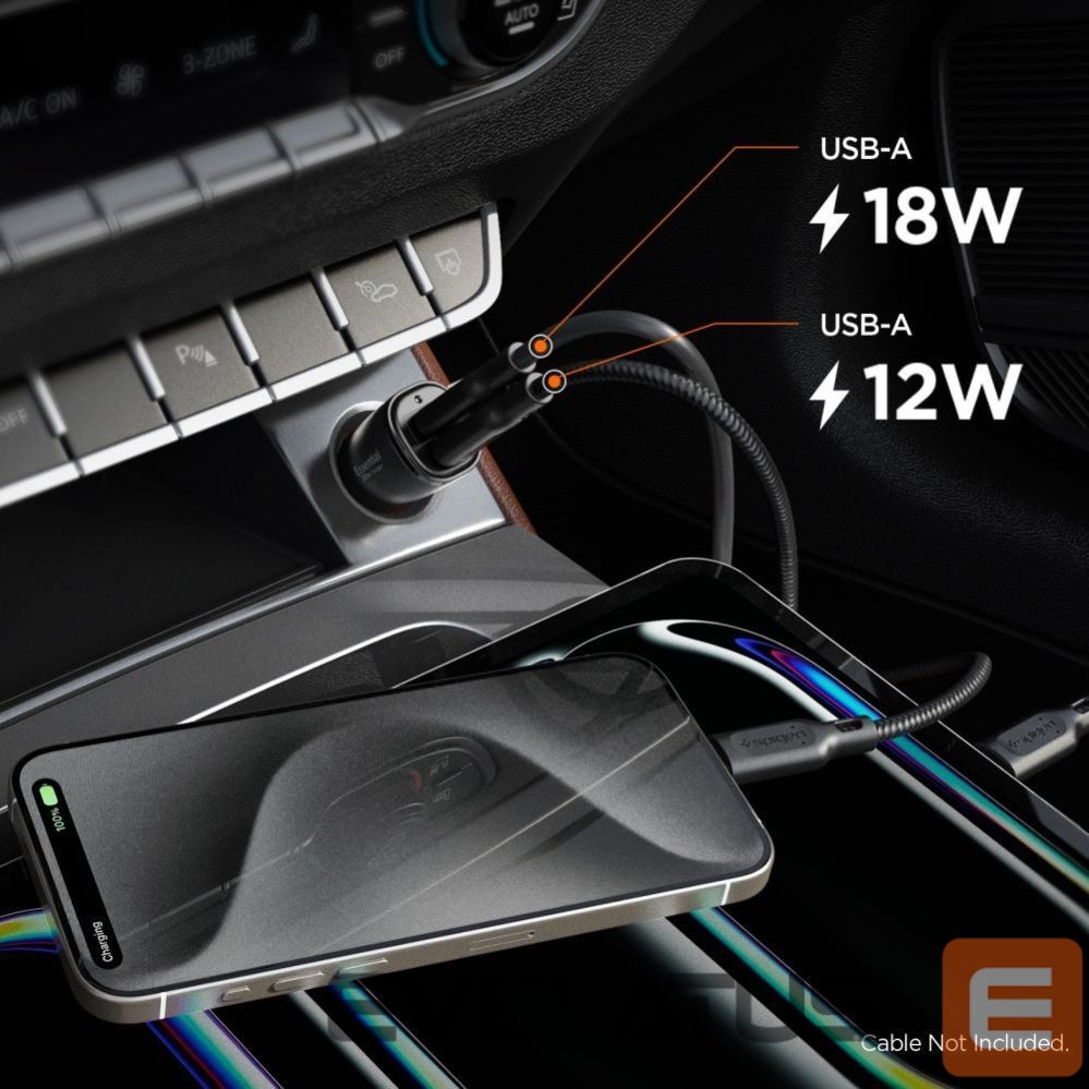 Citas preces Spigen Spigen Essential EV302 30W 2-Port USB-A Car Charger - Black