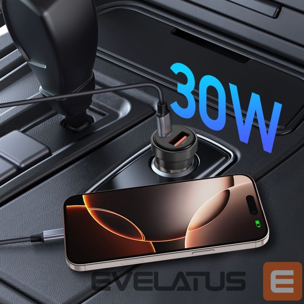Citas preces Tech-Protect Tech-Protect CC03 30W 2-Port USB-A / USB-C Car Charger - Black