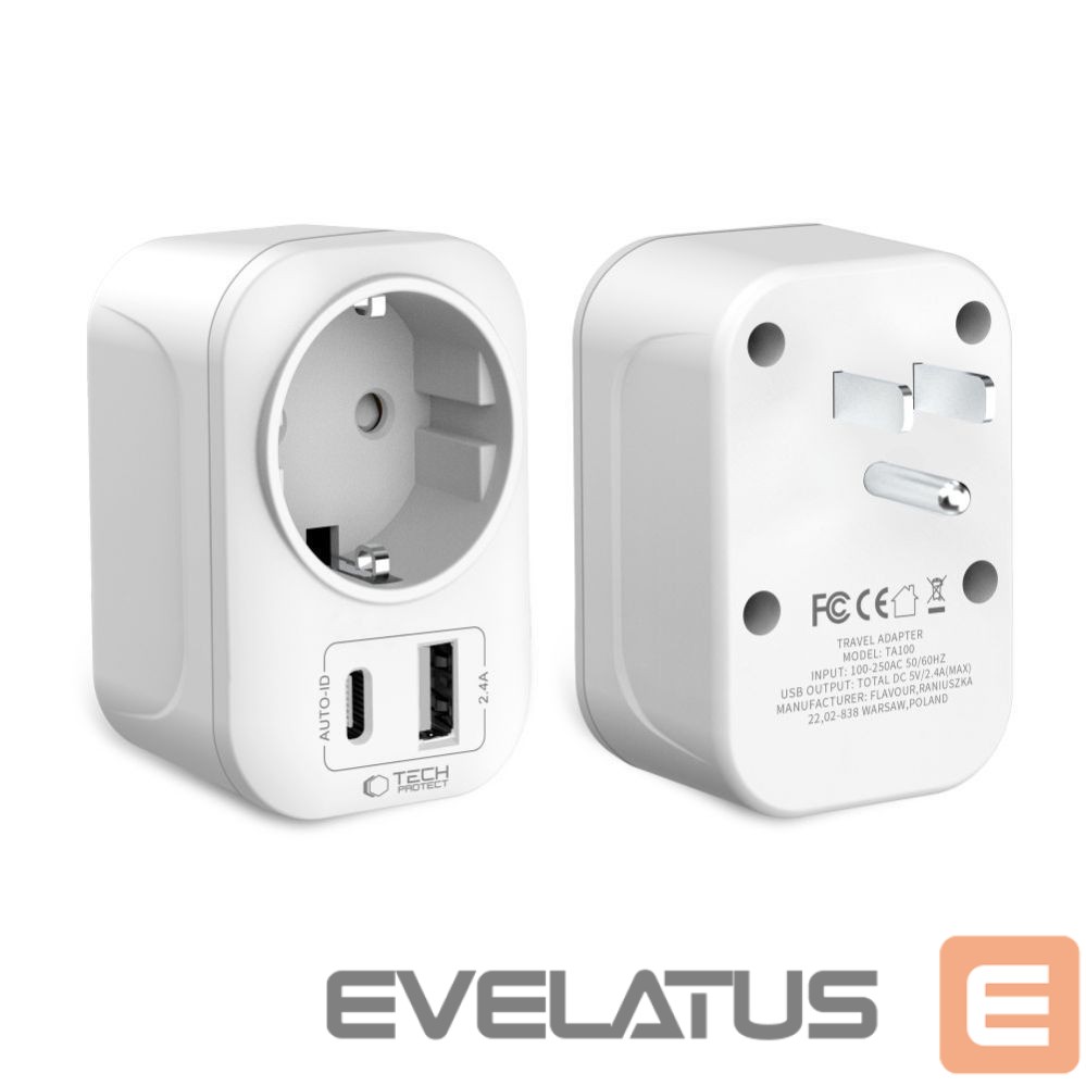Citas preces Tech-Protect Tech-Protect TA100 US Adapter - White