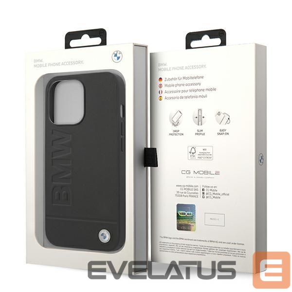 Citas preces BMW BMW Leather Stamp Case for iPhone 14 Pro - Black
