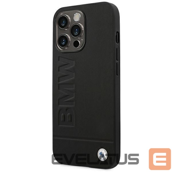 Citas preces BMW BMW Leather Stamp Case for iPhone 14 Pro - Black