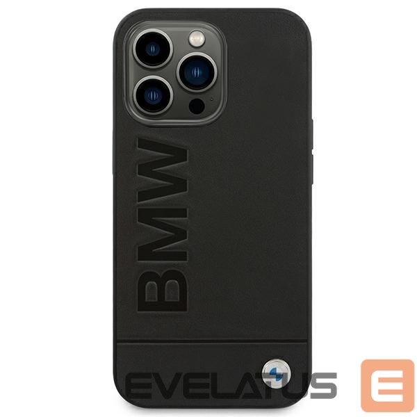 Citas preces BMW BMW Leather Stamp Case for iPhone 14 Pro - Black