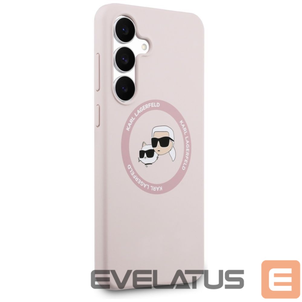 Citas preces Karl Lagerfeld Karl Lagerfeld Silicone Karl & Choupette Heads MagSafe Case for Samsung Galaxy S25 FE - Pink