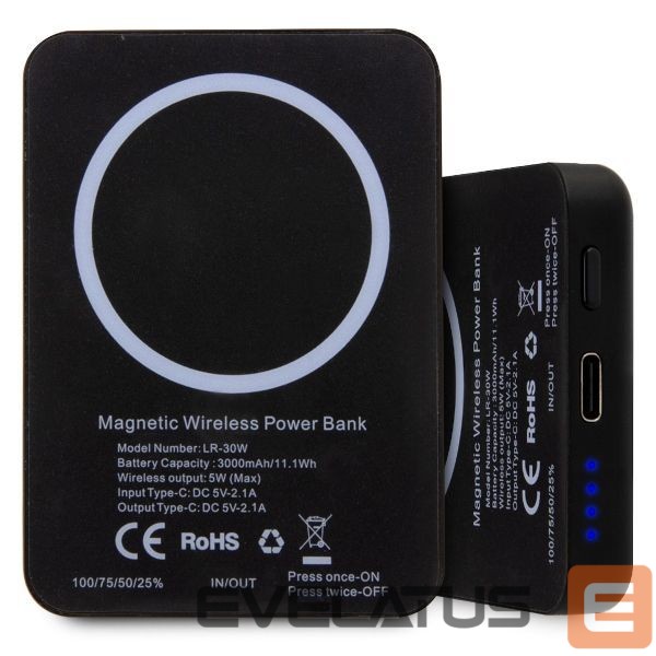 Citas preces Karl Lagerfeld Karl Lagerfeld Ikonik MagSafe 5W 3000mAh Inductive Power Bank - Black