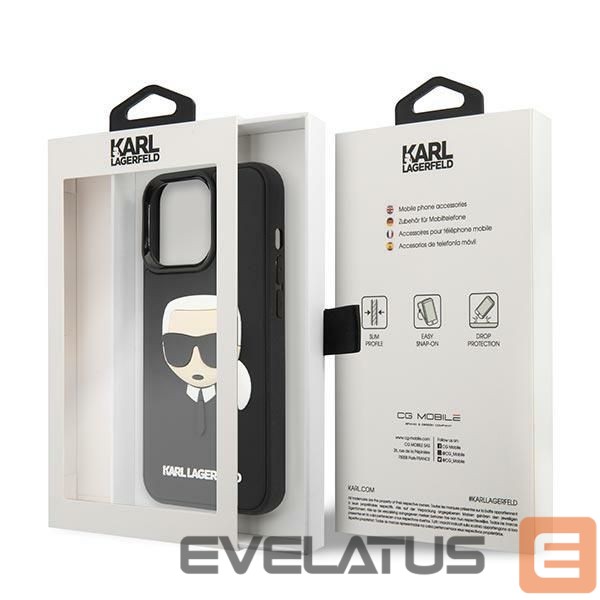Aizmugurējais vāciņš Karl Lagerfeld Karl Lagerfeld KLHCP14LKH3DBK iPhone 14 Pro 6.1 "black / black hardcase 3D Rubber Karl`s Head