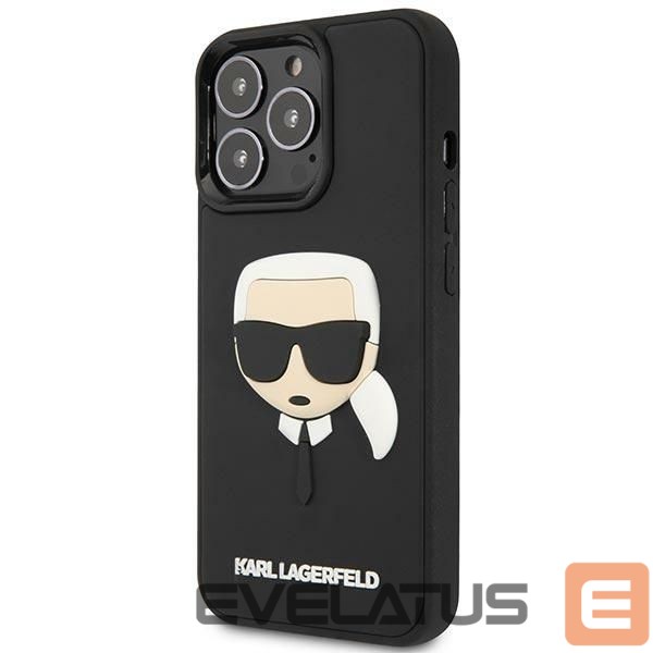 Aizmugurējais vāciņš Karl Lagerfeld Karl Lagerfeld KLHCP14LKH3DBK iPhone 14 Pro 6.1 "black / black hardcase 3D Rubber Karl`s Head