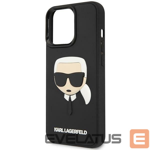 Aizmugurējais vāciņš Karl Lagerfeld Karl Lagerfeld KLHCP14LKH3DBK iPhone 14 Pro 6.1 "black / black hardcase 3D Rubber Karl`s Head