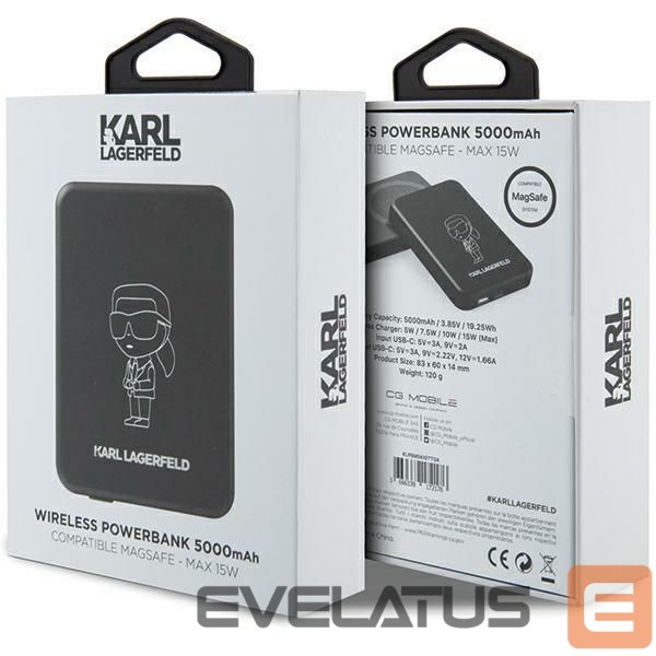 Cits mobilo telefonu aksesuārs Karl Lagerfeld Karl Lagerfeld NFT Outline Ikonik MagSafe 5000mAh induction power bank - black