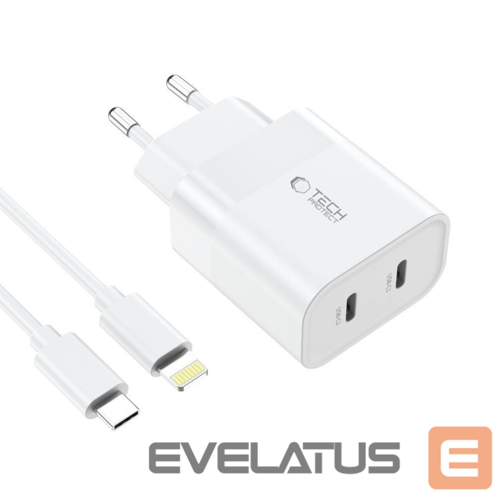 Adapteris Tech-Protect White \ USB-C (female) || USB-C (męski) \ z kablem USB-C