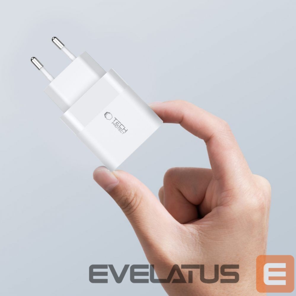 Adapteris Tech-Protect White \ USB-C (female) || USB-C (męski) \ z kablem USB-C