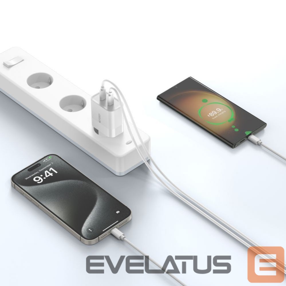 Adapteris Tech-Protect White \ USB-C (female) || USB-C (męski) \ z kablem USB-C