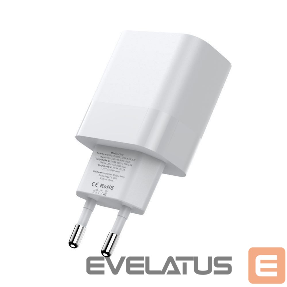 Adapteris Tech-Protect White \ USB-C (female) || USB-C (męski) \ z kablem USB-C
