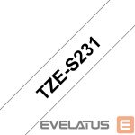 Aksesuāri un izejmateriāli Brother  TZ-S231 Strong Adhesive Laminated Tape Black on White, TZe, 1.2 cm, 8 m 