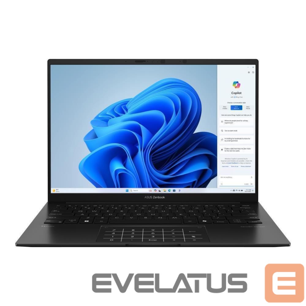 Portatīvais dators Asus Notebook||ZenBook Series|14 OLED|UM3406KA-QD066W|CPU AMD Ryzen AI 5|340|2000 MHz|14"|1920x1200|RAM 16GB|LPDDR5x|SSD 1TB|AMD Radeon Graphics|Integrated|ENG|NumberPad|Windows 11 Home|Black|1.2 kg|90NB14U1-M00LJ0