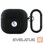 Citas preces BMW  BMW BMA4SSLBK AirPods 4 cover black/black Geniune Leather Silver Logo 
