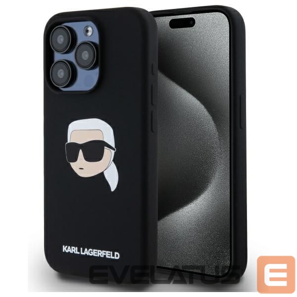 Citas preces Karl Lagerfeld Karl Lagerfeld KLHMP15LSKHPPLK iPhone 15 Pro 6.1" black/black hardcase Silicone Karl Head Print MagSafe