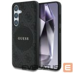 Citas preces Guess  Guess 4G Round Patch Classic Logo MagSafe case for Samsung Galaxy S25 black 