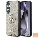 Citas preces Guess  Guess Fixed Glitter Big 4G Metal Logo case for Samsung Galaxy S25 gold 