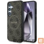 Citas preces Guess  Guess Leather 4G Colored Ring Classic Logo MagSafe Samsung Galaxy S25 case brown 