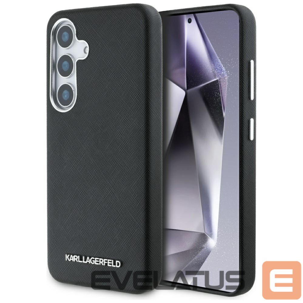Citas preces Karl Lagerfeld Karl Lagerfeld Saffiano Full Wrapped Elongated Metal Logo MagSafe Case for Samsung Galaxy S25 - Black