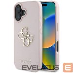 Citas preces Guess  Guess Grained Big 4G Logo Small Classic Logo case for iPhone 16 - pink 