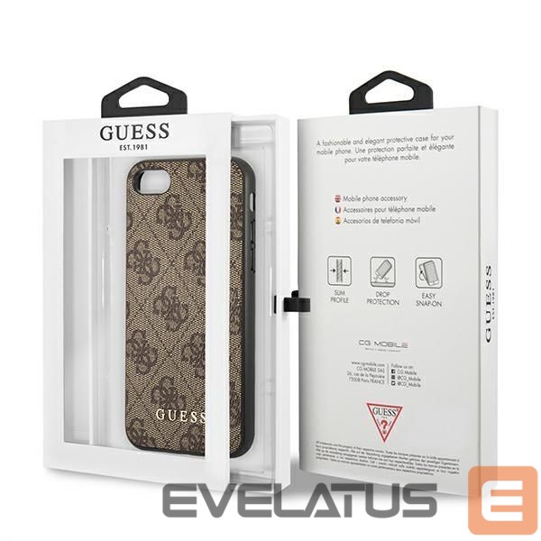 Citas preces Guess Guess 4G Metal Gold Logo Case for iPhone SE 2022 / 2020 / 7 / 8 - Brown