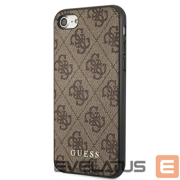 Citas preces Guess Guess 4G Metal Gold Logo Case for iPhone SE 2022 / 2020 / 7 / 8 - Brown