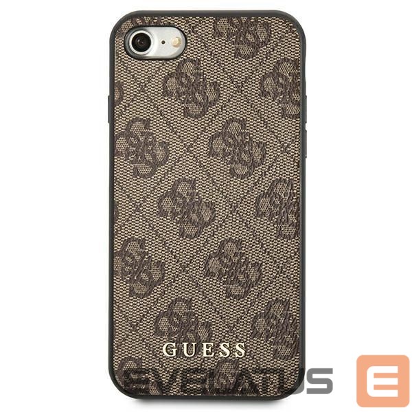 Citas preces Guess Guess 4G Metal Gold Logo Case for iPhone SE 2022 / 2020 / 7 / 8 - Brown