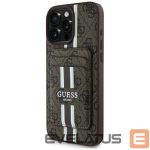 Aizmugurējais vāciņš Guess  Guess 4G Stripes case with Magsafe wallet for iPhone 16 Pro Max brown 