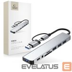 Citas preces Tech-Protect  Tech-Protect HB06 HUB Adapter 8in1 TYPE-C + USB2.0 + USB3.0 + SD/TF + AV3.5 - gray 