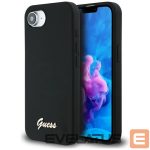 Citas preces Guess  Guess Silicone Script Metal Logo MagSafe iPhone 16e Case - Black 