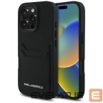 Citas preces Karl Lagerfeld  Karl Lagerfeld HC Grained PU Cardslot Metal Elong iPhone 16 Pro Case - Black 