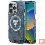 Citas preces Guess  Guess IML Metal Glitter 4G Circle Triangle MagSafe Case for iPhone 16 Pro - Blue 