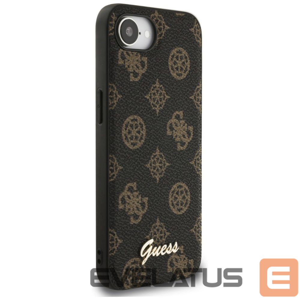 Citas preces Guess Guess Peony Script Logo MagSafe iPhone 16e Case Black