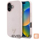 Citas preces Guess  Guess Grained Hot Stamp Peony Triangle Logo MagSafe iPhone 16 Case - Pink 