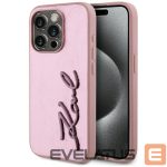 Citas preces Karl Lagerfeld  Karl Lagerfeld Wrinkled Metal Signature iPhone 15 Pro Case - Pink 