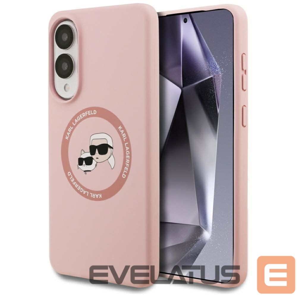 Citas preces Karl Lagerfeld Karl Lagerfeld Silicone Nauble Heads And Circle MagSafe Case for Samsung Galaxy S25 Edge - Pink