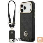 Citas preces Guess  Guess 4G Srtass Logo & Big Strap Metal Buttons MagSafe Case for iPhone 17 Pro Max - Black 