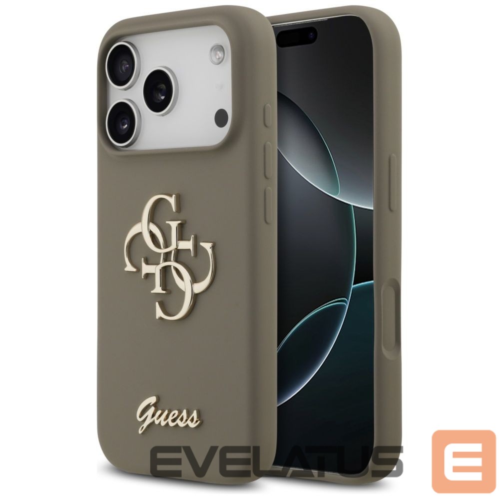 Citas preces Guess Guess Silicone Big 4G Script Case for iPhone 17 Pro - Brown