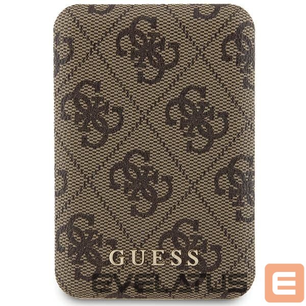 Citas preces Guess Guess Powerbank inductive 15W GUPB5FP4EMGW 5000mAh brown/brown 4G Leather Metal Logo MagSafe